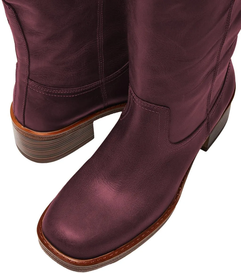 FOWT Women Platform Round Toe Calf High Boots Chunky Block Low Heel Riding Boots Pull on Wide Calf Shoes Size 4-16 US