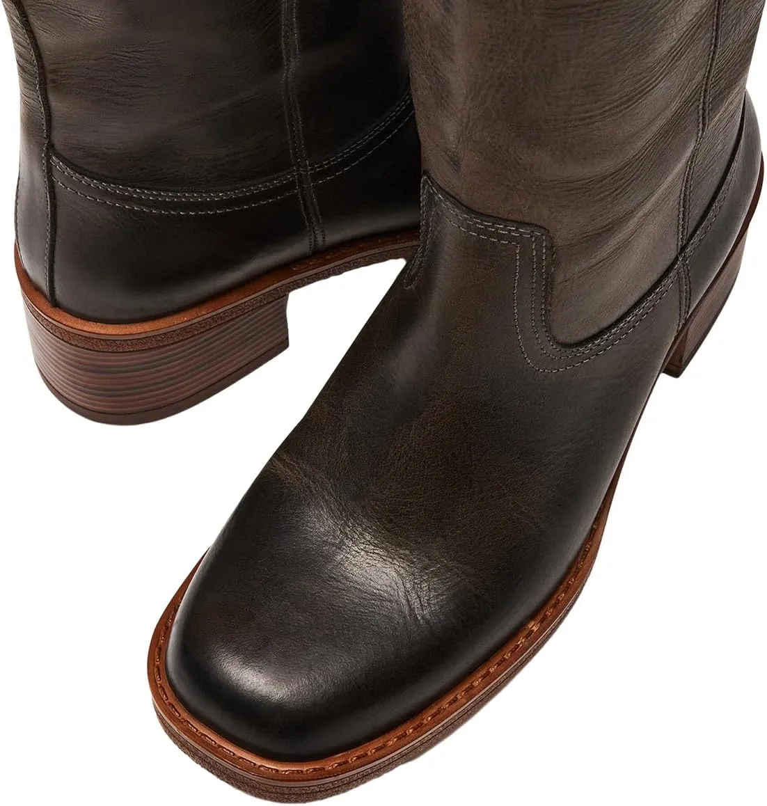 FOWT Women Platform Round Toe Calf High Boots Chunky Block Low Heel Riding Boots Pull on Wide Calf Shoes Size 4-16 US