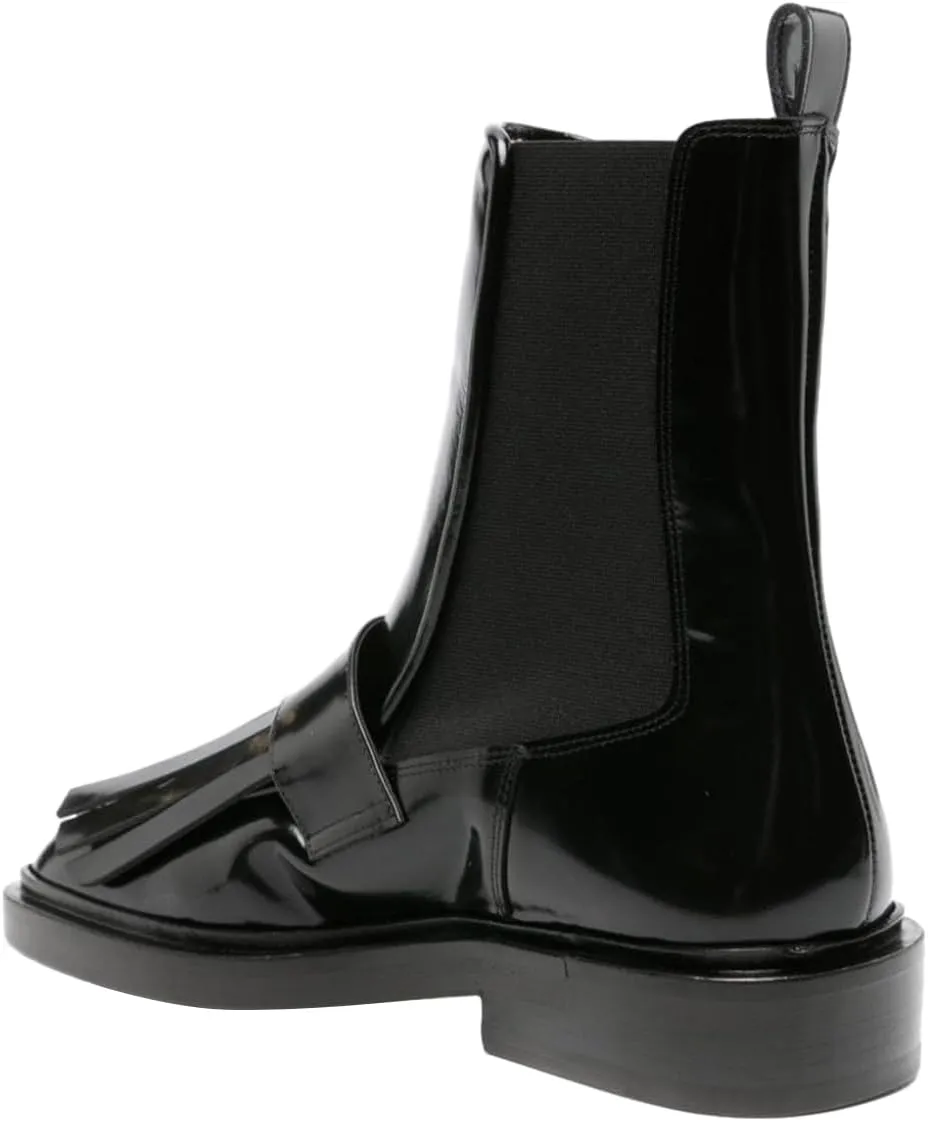 FOWT Women Platform Round Toe Elastic Ankle Boots Tassel Chunky Low Heel Mid Calf Booties Pull on Fashion Comfy Shoes Size 4-16 US