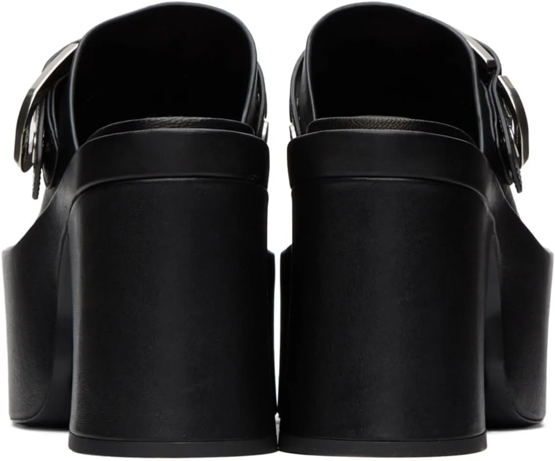FOWT Women Platform Round Toe Mules Slip on Chunky Block High Heel Sandals Stable Club Evening Shoes Size 4-16 US