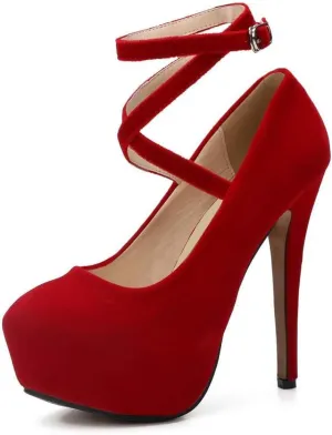 FOWT Women Platform Round Toe Pumps Lace Up Strappy Stiletto High Heels Party Eveing Club Shoes Size 4-16 US