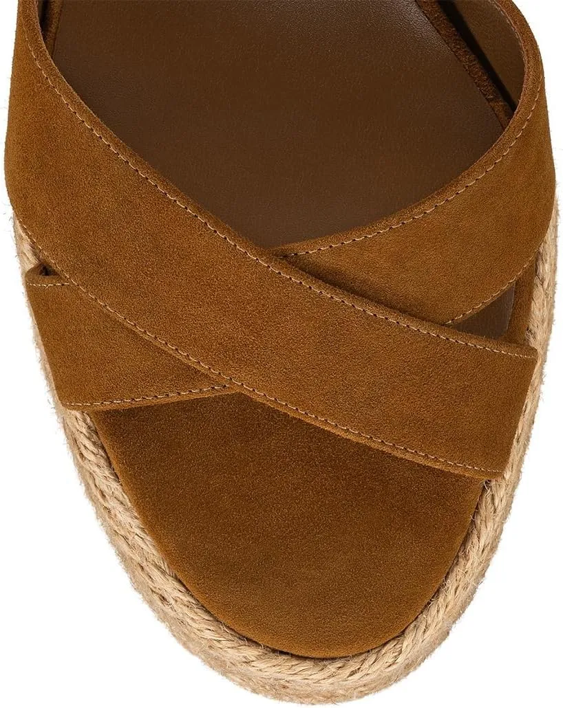 FOWT Women Platform Round Toe Sandals Ankle Strap Espadrilla Chunky Block High Heels Casual Dressy Summer Shoes Size 4-16 US