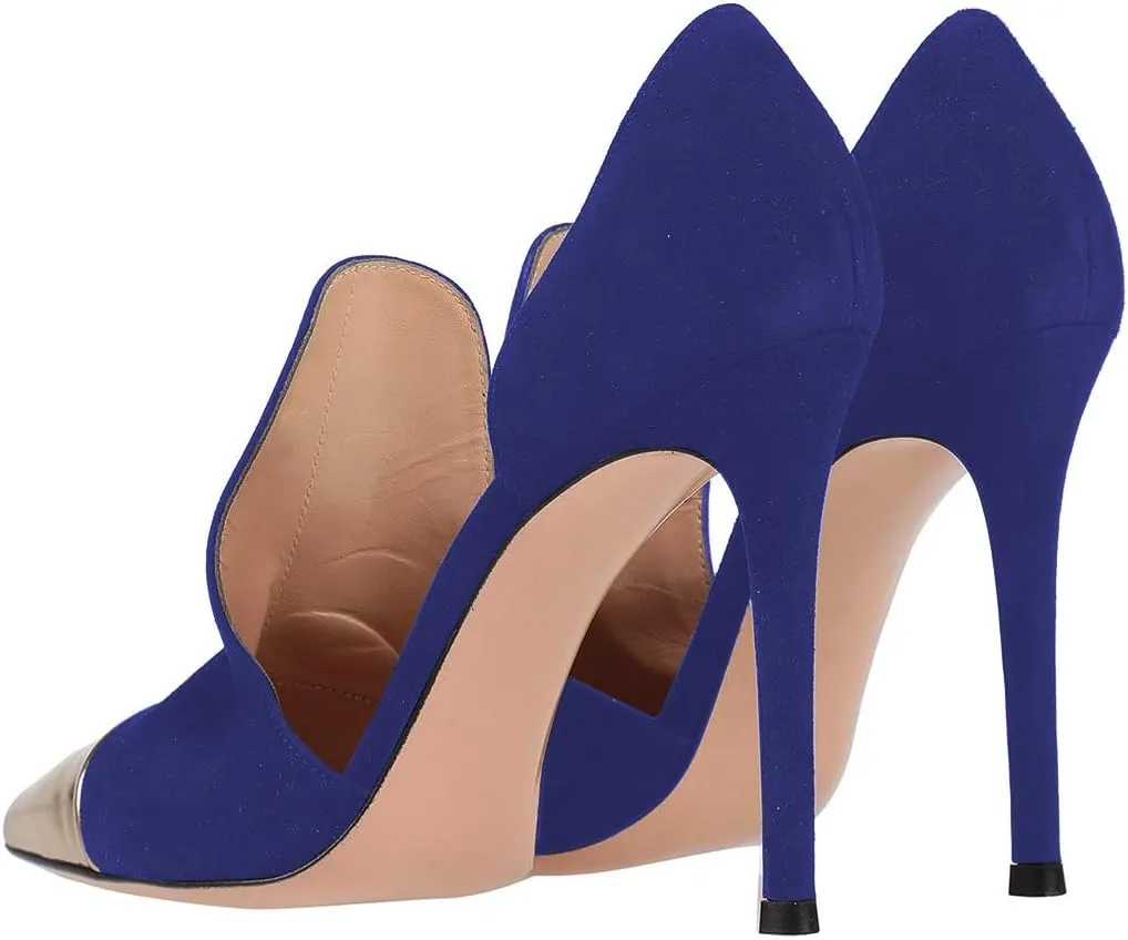 FOWT Women Pointed Cap Toe Pumps Slip on Stiletto High Heel D'orsays Dressy Prom Evening Party Shoes Size 4-16 US