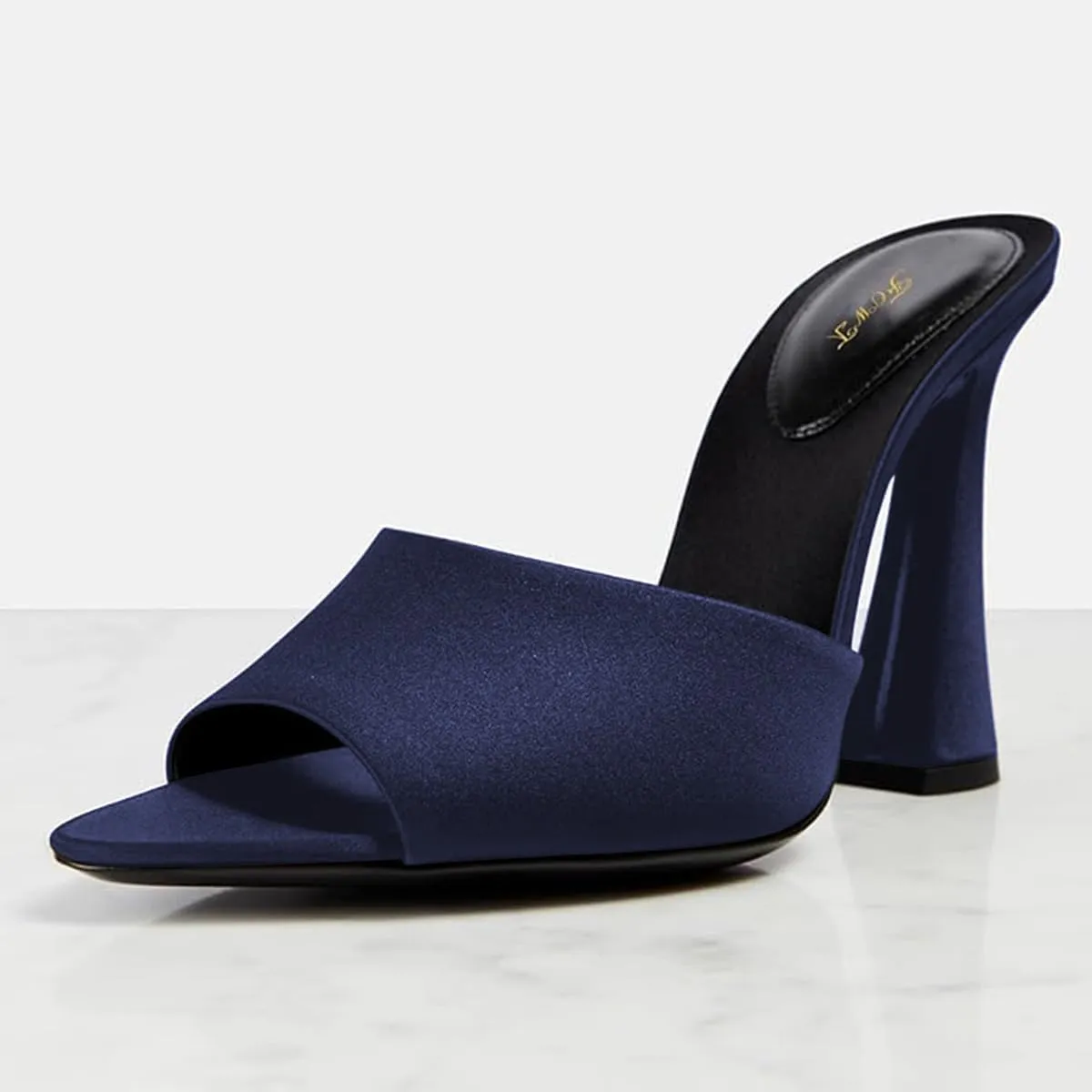 FOWT Women Pointed Peep Toe Mules Block High Heel Slippers Slip on Dressy Party Dance Shoes Size 4-16 US