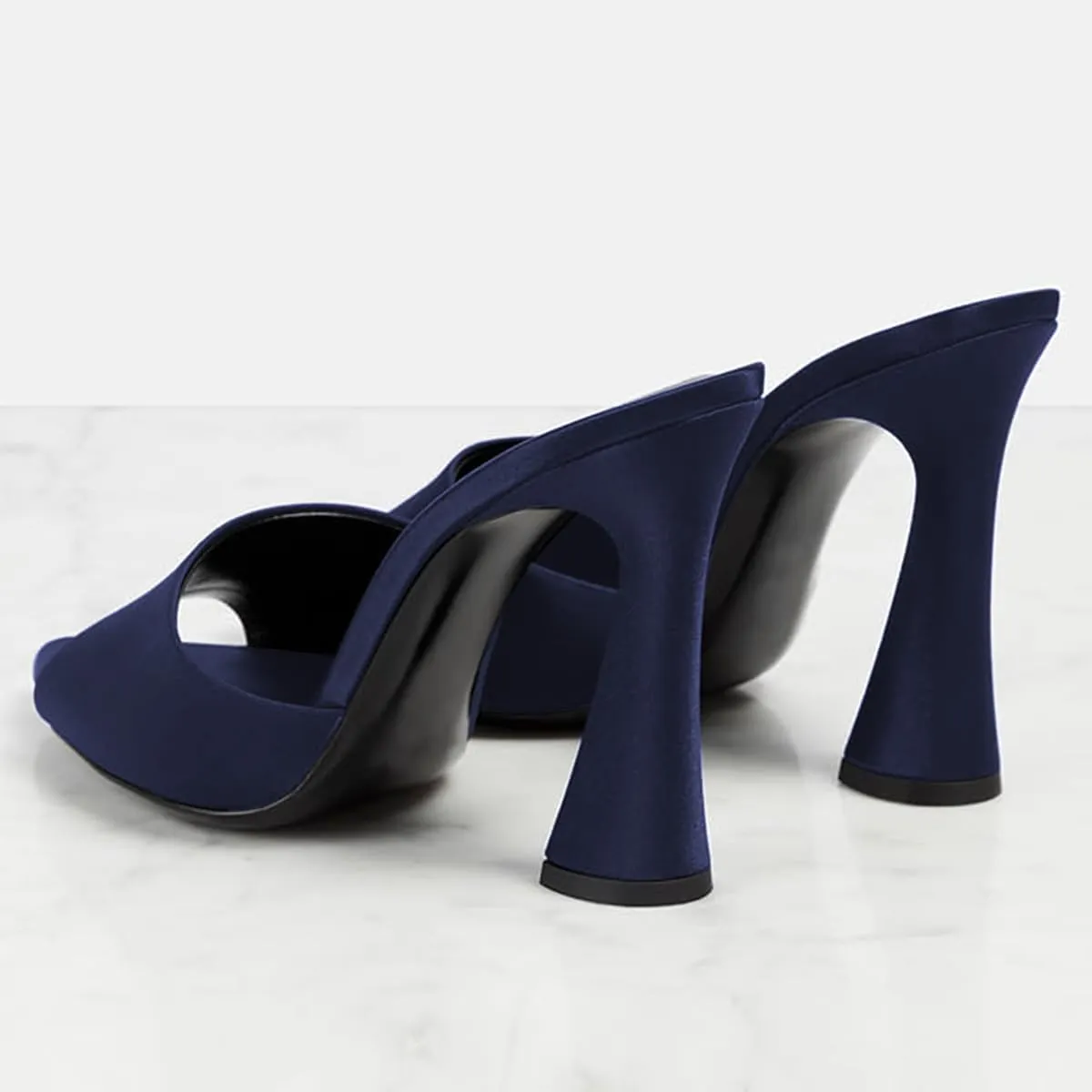 FOWT Women Pointed Peep Toe Mules Block High Heel Slippers Slip on Dressy Party Dance Shoes Size 4-16 US