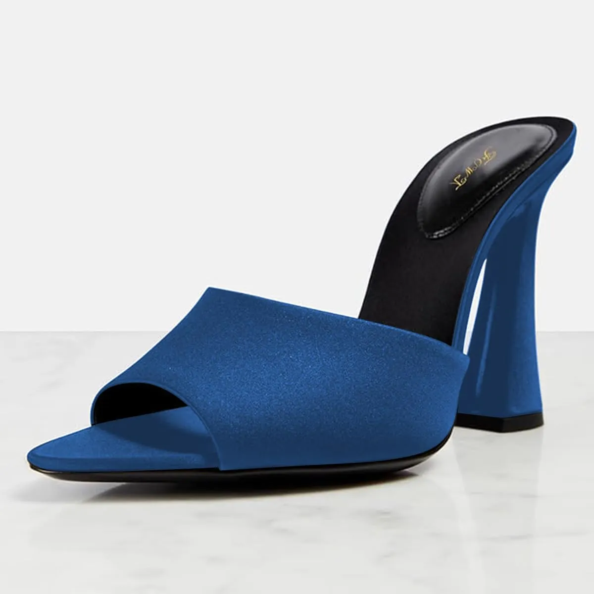 FOWT Women Pointed Peep Toe Mules Block High Heel Slippers Slip on Dressy Party Dance Shoes Size 4-16 US