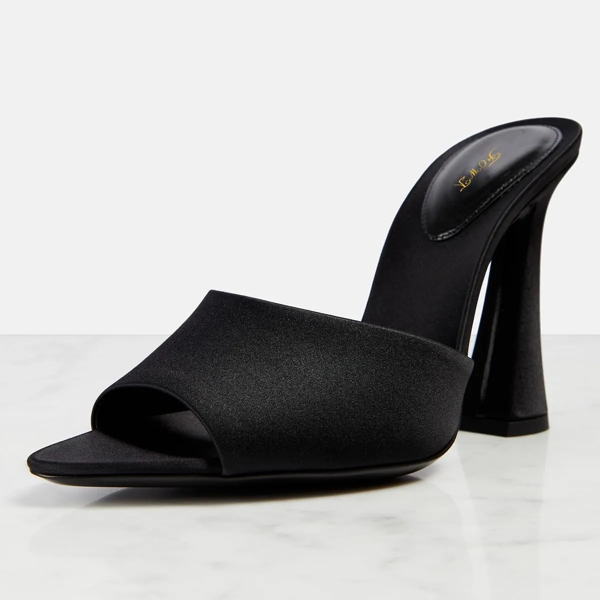 FOWT Women Pointed Peep Toe Mules Block High Heel Slippers Slip on Dressy Party Dance Shoes Size 4-16 US