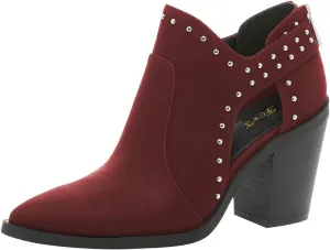 FOWT Women Pointed Toe Ankle Boots Rivet Studded Chunky High Heel Booties Hollow Cut Back Zipper Shoes Size 4-16 US