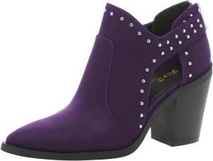 FOWT Women Pointed Toe Ankle Boots Rivet Studded Chunky High Heel Booties Hollow Cut Back Zipper Shoes Size 4-16 US