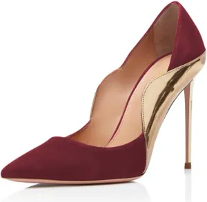 FOWT Women Pointed Toe Fashion Two Tone Pumps Slip on Stiletto High Heels Wave Edge Elegant Prom Office Shoes Size 4-16 US