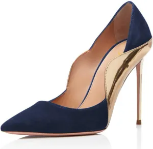FOWT Women Pointed Toe Fashion Two Tone Pumps Slip on Stiletto High Heels Wave Edge Elegant Prom Office Shoes Size 4-16 US