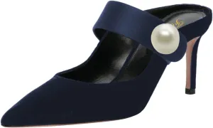 FOWT Women Pointed Toe Pearl Strap Mules Slip on Stiletto High Heels Elegant Dance Party Evening Shoes Size 4-16 US