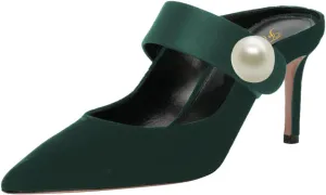 FOWT Women Pointed Toe Pearl Strap Mules Slip on Stiletto High Heels Elegant Dance Party Evening Shoes Size 4-16 US