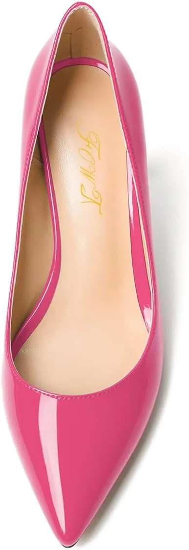 FOWT Women Pointed Toe Slip on Pumps Stable Wedge High Heels Party Evening Club Shoes Size 4-16 US