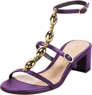 FOWT Women Round Open Toe Sandals Chunky Block Low Heels Ankle Strap Chain Fashion Club Shoes Size 4-16 US