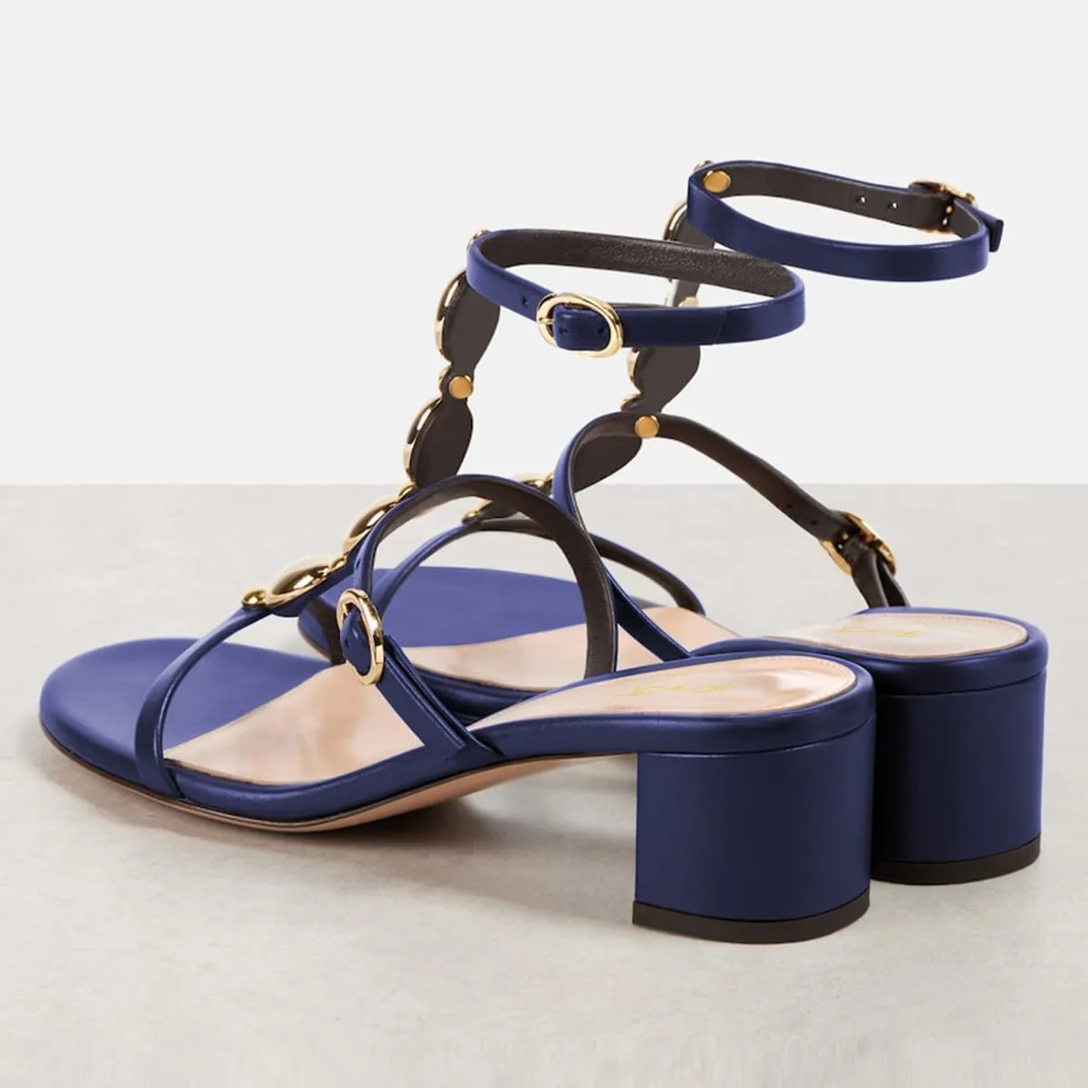 FOWT Women Round Open Toe Sandals Chunky Block Low Heels Ankle Strap Chain Fashion Club Shoes Size 4-16 US