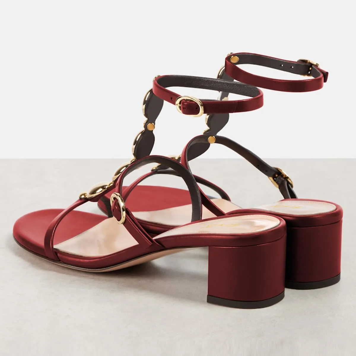 FOWT Women Round Open Toe Sandals Chunky Block Low Heels Ankle Strap Chain Fashion Club Shoes Size 4-16 US