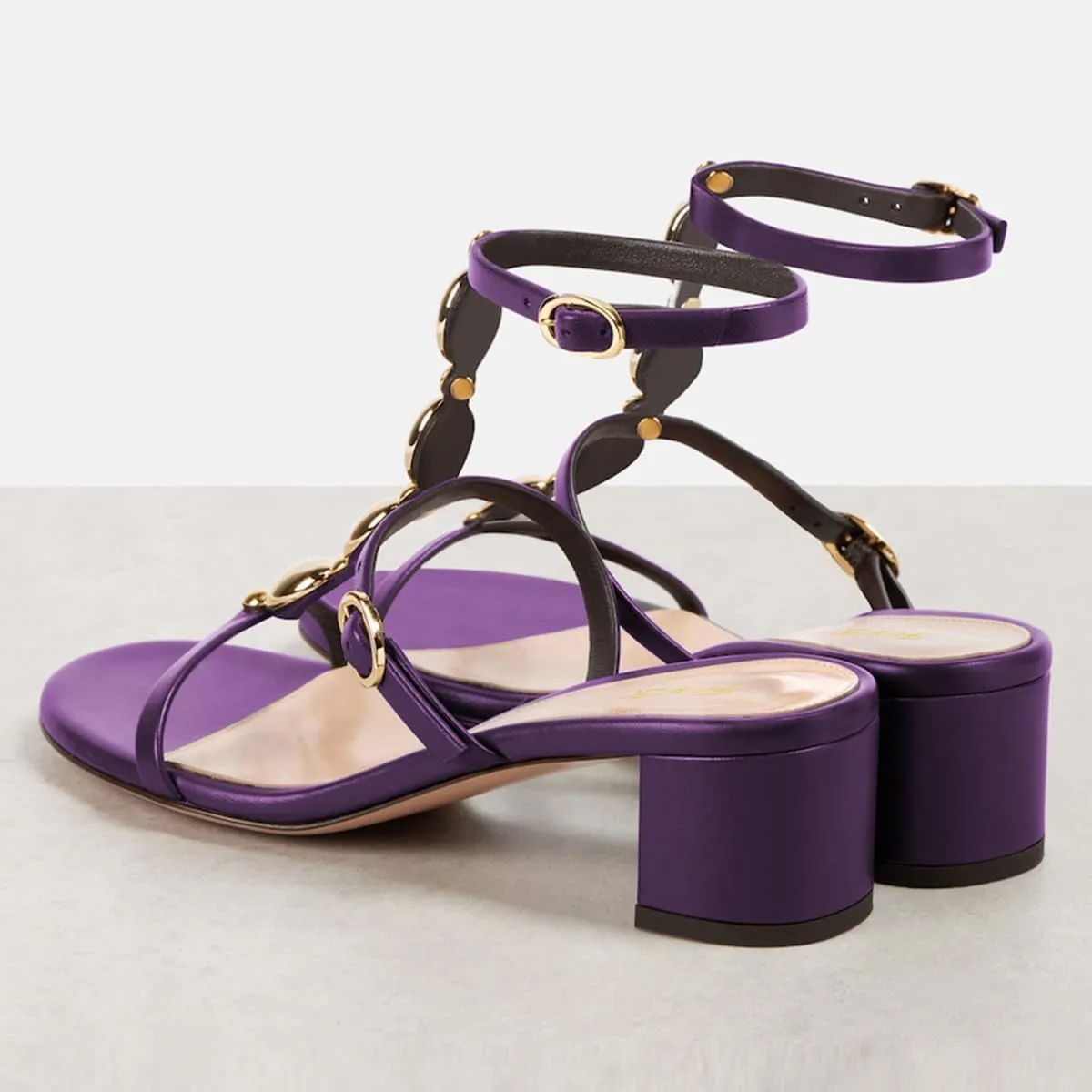 FOWT Women Round Open Toe Sandals Chunky Block Low Heels Ankle Strap Chain Fashion Club Shoes Size 4-16 US
