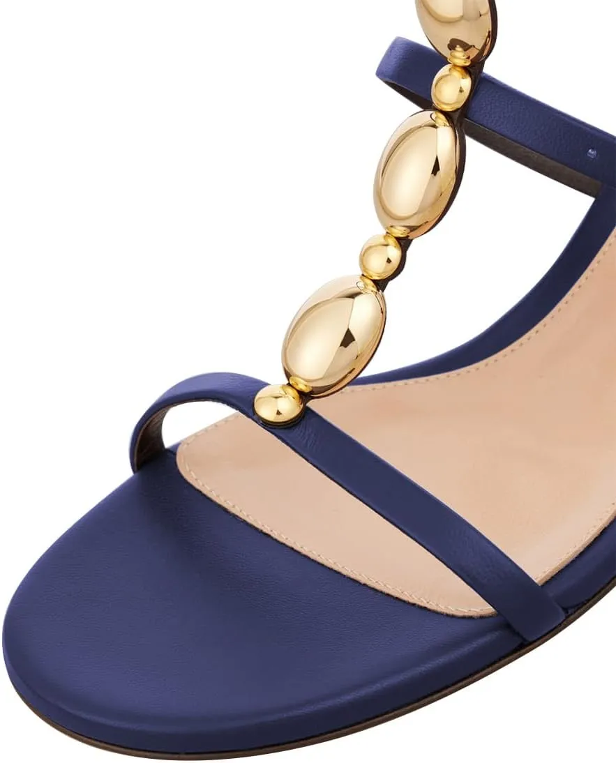 FOWT Women Round Open Toe Sandals Chunky Block Low Heels Ankle Strap Chain Fashion Club Shoes Size 4-16 US