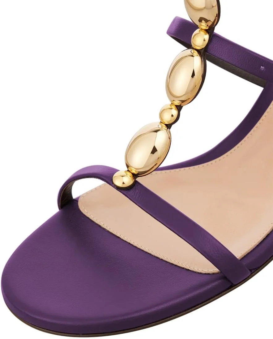 FOWT Women Round Open Toe Sandals Chunky Block Low Heels Ankle Strap Chain Fashion Club Shoes Size 4-16 US