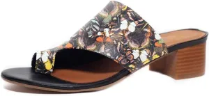 FOWT Women Round Toe Flip Flops Chunky Block Low Heel Slipper Mules Summer Beach Travel Sandal Shoes Size 4-16 US