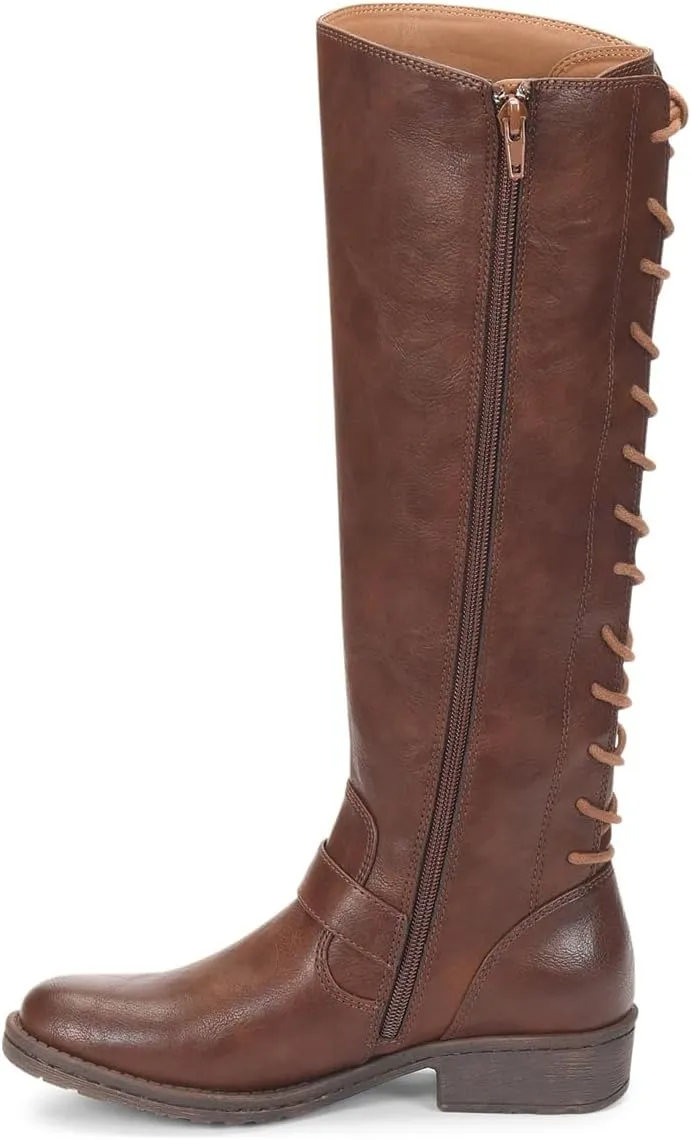FOWT Women Round Toe Knee High Boots Lace up Low Heel Riding Boots Side Zipper Daily Outfit Casual Cowboy Shoes Size 4-16 US