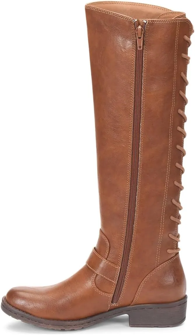 FOWT Women Round Toe Knee High Boots Lace up Low Heel Riding Boots Side Zipper Daily Outfit Casual Cowboy Shoes Size 4-16 US