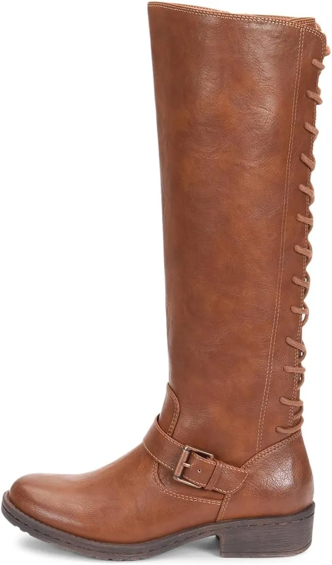 FOWT Women Round Toe Knee High Boots Lace up Low Heel Riding Boots Side Zipper Daily Outfit Casual Cowboy Shoes Size 4-16 US