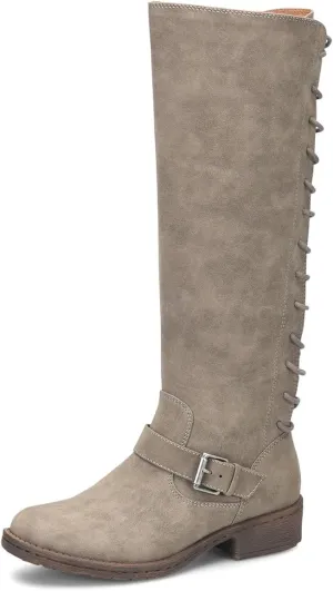 FOWT Women Round Toe Knee High Boots Lace up Low Heel Riding Boots Side Zipper Daily Outfit Casual Cowboy Shoes Size 4-16 US