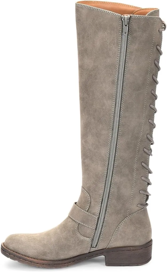 FOWT Women Round Toe Knee High Boots Lace up Low Heel Riding Boots Side Zipper Daily Outfit Casual Cowboy Shoes Size 4-16 US