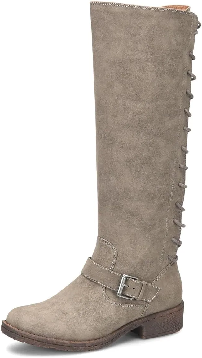 FOWT Women Round Toe Knee High Boots Lace up Low Heel Riding Boots Side Zipper Daily Outfit Casual Cowboy Shoes Size 4-16 US