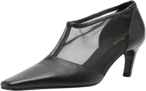 FOWT Women Sexy Mesh Square Toe Pumps Kitten Low Heel Ankle Boots Pull on Fashion Party Dance Shoes Size 4-16 US