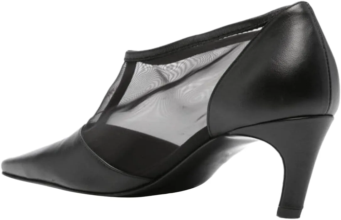 FOWT Women Sexy Mesh Square Toe Pumps Kitten Low Heel Ankle Boots Pull on Fashion Party Dance Shoes Size 4-16 US