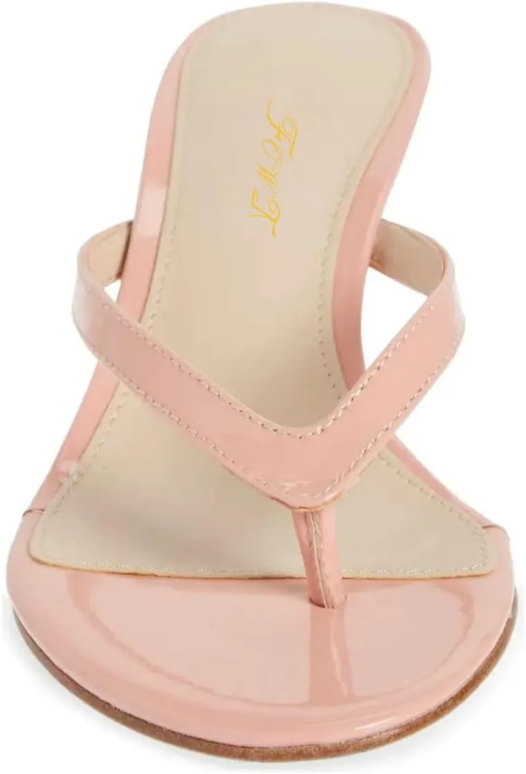 FOWT Women Split Toe Flip Flops Kitten Low Heel Slippers Slip on Casual Indoor Outdoor Dressy Shoes Size 4-16 US