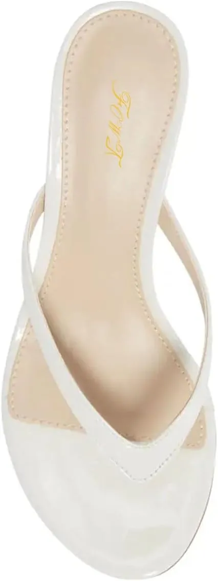 FOWT Women Split Toe Flip Flops Kitten Low Heel Slippers Slip on Casual Indoor Outdoor Dressy Shoes Size 4-16 US