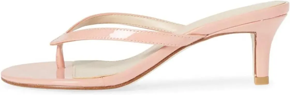 FOWT Women Split Toe Flip Flops Kitten Low Heel Slippers Slip on Casual Indoor Outdoor Dressy Shoes Size 4-16 US