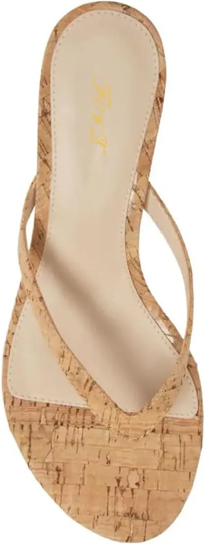 FOWT Women Split Toe Flip Flops Kitten Low Heel Slippers Slip on Casual Indoor Outdoor Dressy Shoes Size 4-16 US