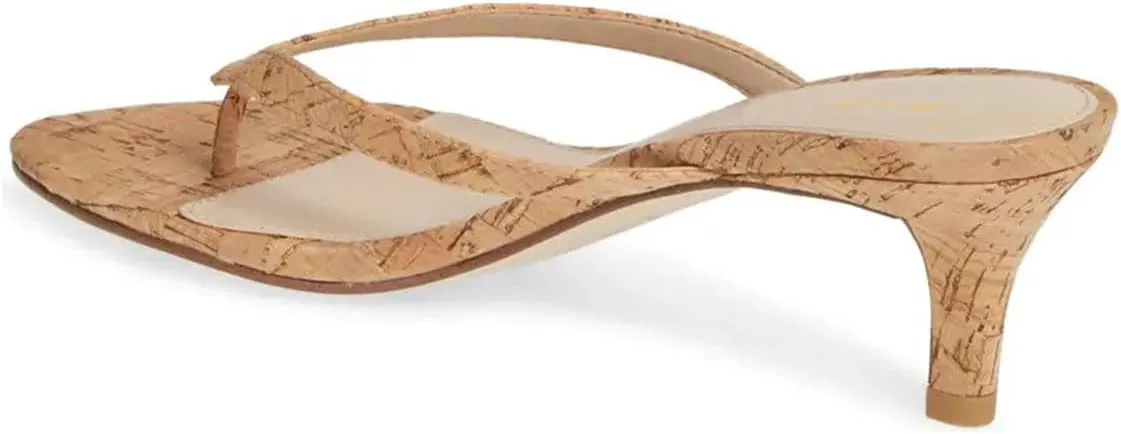 FOWT Women Split Toe Flip Flops Kitten Low Heel Slippers Slip on Casual Indoor Outdoor Dressy Shoes Size 4-16 US