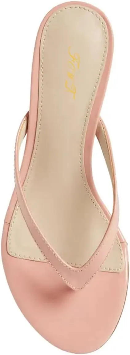 FOWT Women Split Toe Flip Flops Kitten Low Heel Slippers Slip on Casual Indoor Outdoor Dressy Shoes Size 4-16 US