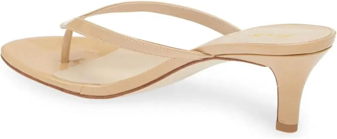 FOWT Women Split Toe Flip Flops Kitten Low Heel Slippers Slip on Casual Indoor Outdoor Dressy Shoes Size 4-16 US