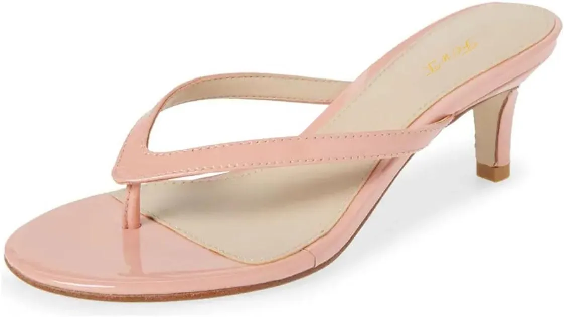 FOWT Women Split Toe Flip Flops Kitten Low Heel Slippers Slip on Casual Indoor Outdoor Dressy Shoes Size 4-16 US