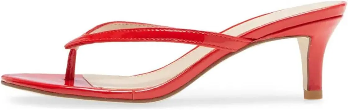 FOWT Women Split Toe Flip Flops Kitten Low Heel Slippers Slip on Casual Indoor Outdoor Dressy Shoes Size 4-16 US