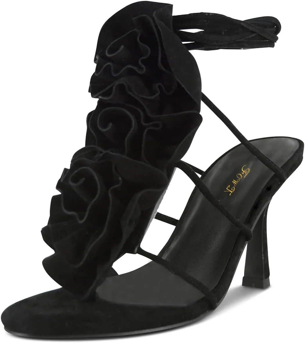 FOWT Women Split Toe Flower Sandals Lace up Stiletto High Heels Elegant Founce Party Wedding Dance Shoes Size 4-16 US