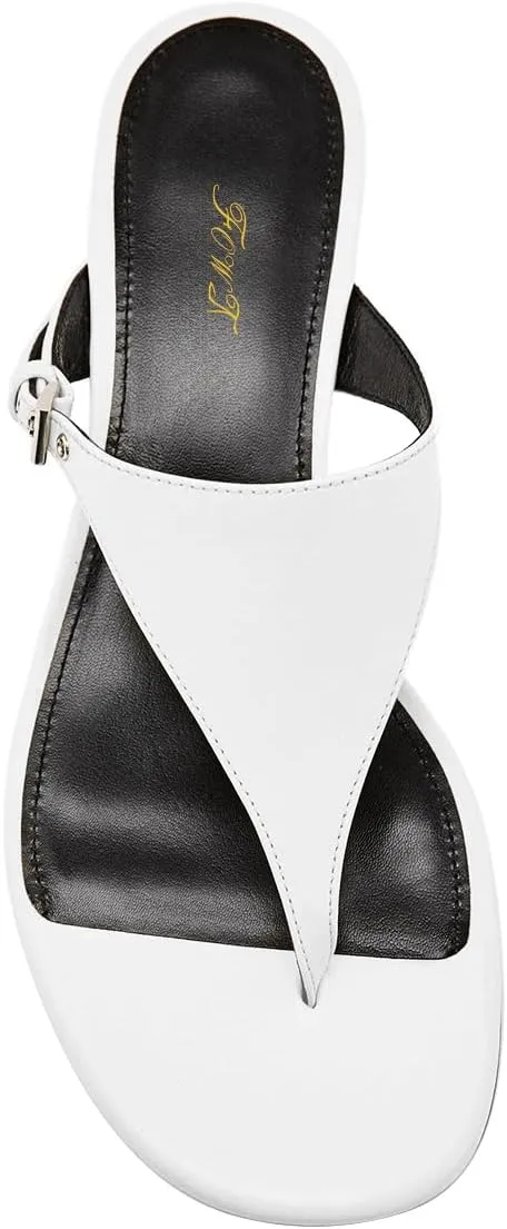 FOWT Women Split Toe Mules Kitten Low Heel Flip Flops Slip on Backless Sandals Indoor Outdoor Casual Slipper Shoes Size 4-16 US