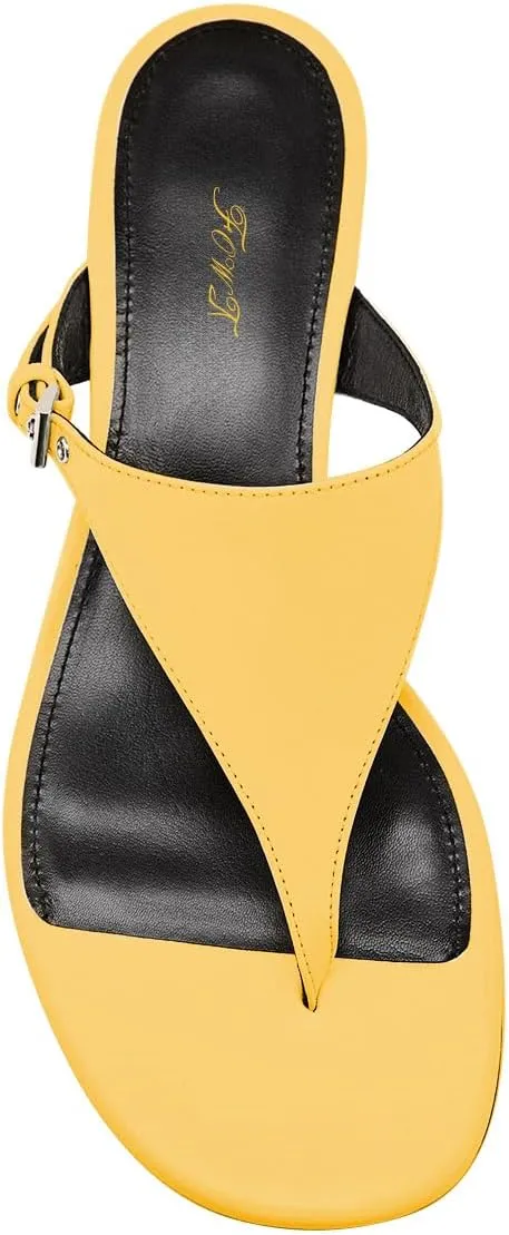 FOWT Women Split Toe Mules Kitten Low Heel Flip Flops Slip on Backless Sandals Indoor Outdoor Casual Slipper Shoes Size 4-16 US