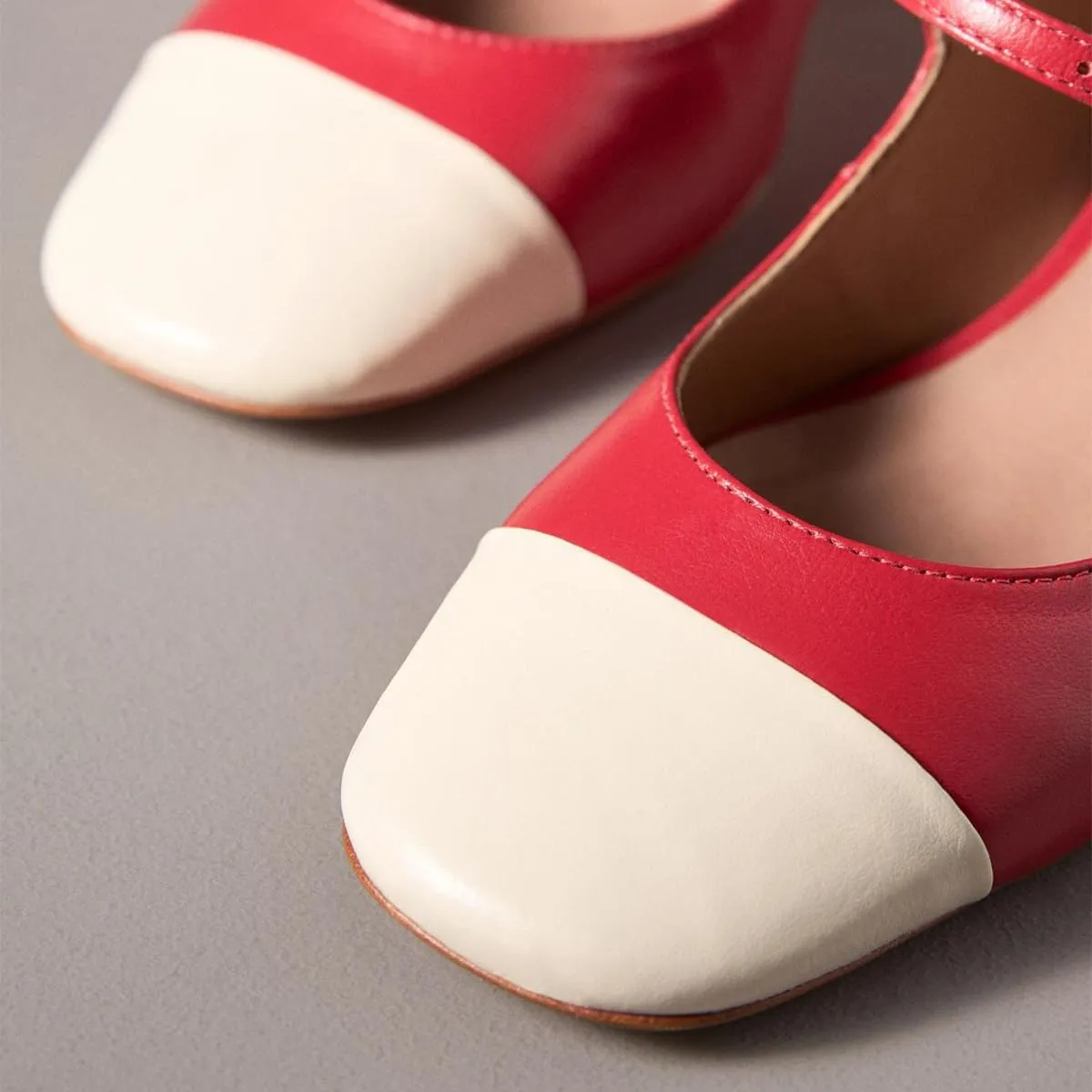 FOWT Women Sqaure Cap Toe Mary Janes Chunky Block Low Heel Pumps Fashion Two Tone Office School Daily Shoes Size 4-16 US