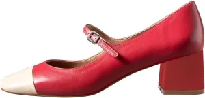 FOWT Women Sqaure Cap Toe Mary Janes Chunky Block Low Heel Pumps Fashion Two Tone Office School Daily Shoes Size 4-16 US