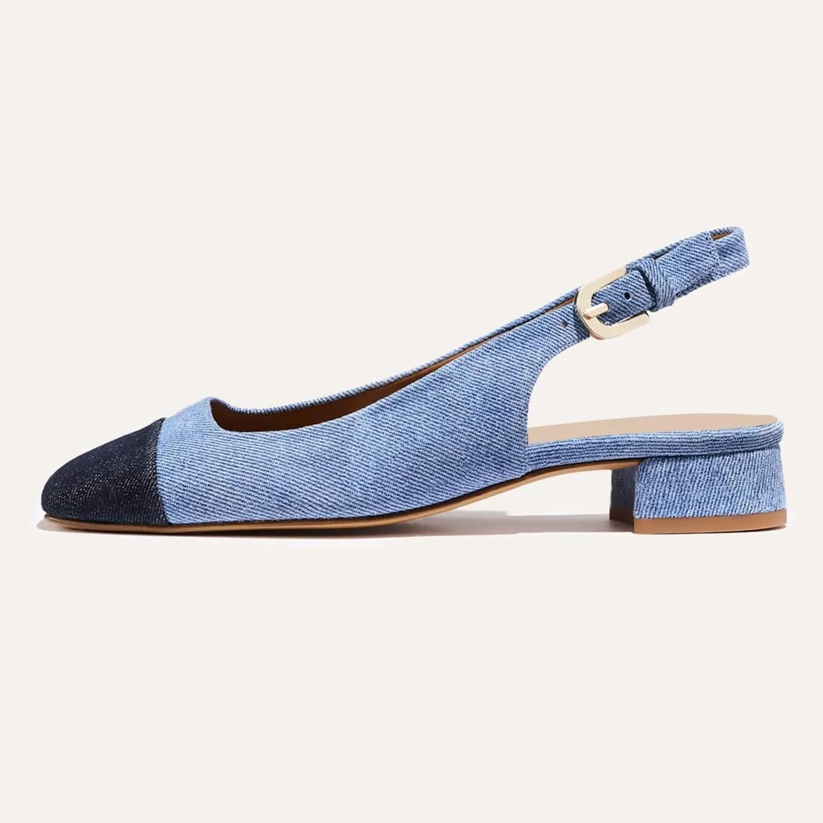 FOWT Women Square Black Cap Toe Pumps Slip on Chunky Low Heel Slingbacks Office Street Comfortable Shoes Size 4-16 US