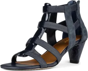 FOWT Women Square Open Toe Sandals Cone Mid Heel Gladiator Back Zipper Strappy Casual Summer Shoes Size 4-16 US