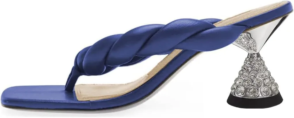 FOWT Women Square Split Toe Mules Block Mid Heel Flip Flops Slip on Fashion Outdooe Slipper Shoes Size 4-16 US